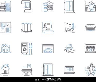 Sammlung von Symbolen für Wohnungsgebäude. Apartment, Gebäude, Block, Komplex, Struktur, Konzeptsatz Wohnungsbau, Hochhaus-Vektor und Illustration Stock Vektor