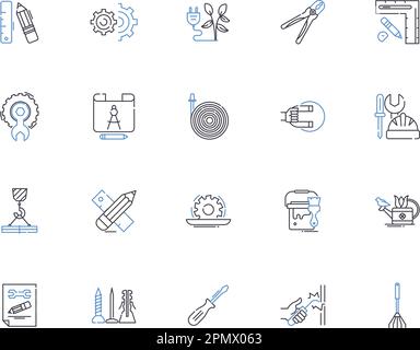 Engineering-Technologien stellen die Symbolsammlung dar. Technologien, Technik, Maschinenbau, Bauwesen, Elektrik, Chemical, Electronics Vector und Stock Vektor