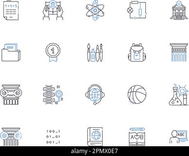 Icons-Sammlung der Universität. Universität, Hochschule, Institution, Campus, Bildung, Lernen, Lernen, Vektor- und Illustrationskonzepte Stock Vektor