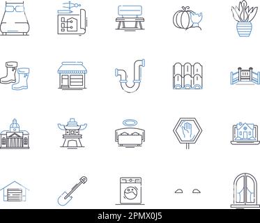 Sammlung von Symbolen für Wohnungsgebäude. Apartment, Gebäude, Block, Komplex, Struktur, Konzeptsatz Wohnungsbau, Hochhaus-Vektor und Illustration Stock Vektor