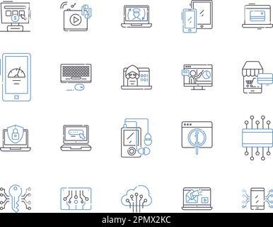 Gadjets und Elektronik zeigen die Symbolsammlung. Gadgets, Elektronik, Technologie, Geräte, Innovationen, Smartphones, Computer-Vektor und Stock Vektor