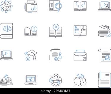 Symbolsammlung für die Erwachsenenbildung. Erwachsener, Bildung, Lernen, Kurse, Konzeptsatz für Schulung, Programmvektor und Illustration. College Stock Vektor