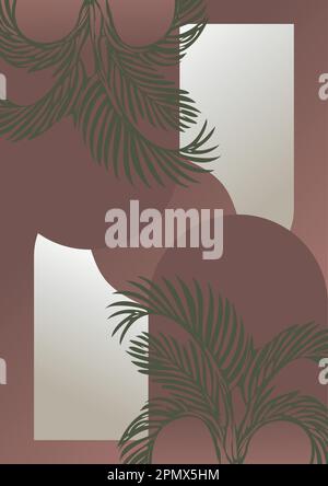Plakat mit minimalistischer Architektur und Pflanzensteigung abstrakte Kunst. Stock Vektor