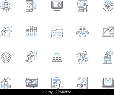 Symbolsammlung der Modellstruktur für die Systemadministration. Administration, System, Management, Networking, Services, Ressourcen, Sicherheitsvektor und Illustration Stock Vektor