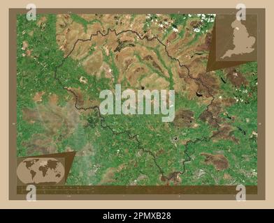Craven, nicht-Großstadtbezirk von England - Großbritannien. Satellitenkarte mit niedriger Auflösung. Eckkarten für zusätzliche Standorte Stockfoto