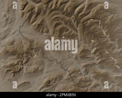 Craven, nicht-Großstadtbezirk von England - Großbritannien. Höhenplan in Sepia-Tönen mit Seen und Flüssen Stockfoto