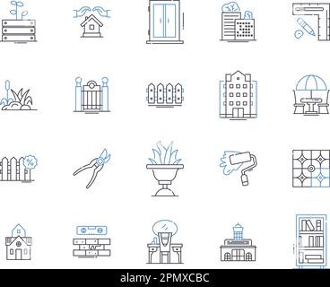 Sammlung von Symbolen für Wohnungsgebäude. Apartment, Gebäude, Block, Komplex, Struktur, Konzeptsatz Wohnungsbau, Hochhaus-Vektor und Illustration Stock Vektor