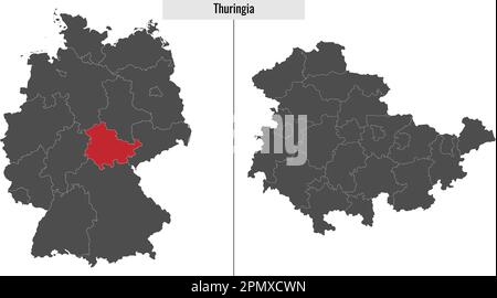 Karte des Landes Thüringen und Lage auf deutscher Karte Stock Vektor