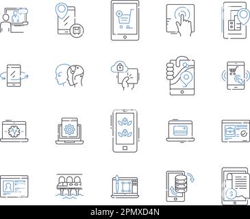 Internet und Gadjets stellen die Symbolsammlung dar. Gadgets, Internet, Technologie, Geräte, Konnektivität, Computer, Netzwerkvektor und Illustration Stock Vektor