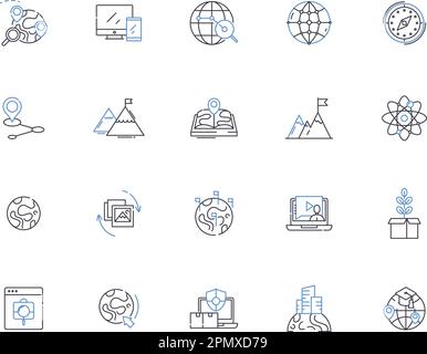 Karten und Standorte sind eine Übersicht über die Symbolsammlung. Karten, Standorte, Geografie, Navigation, Umfrage, Kartenerstellung, GPS-Vektor und Zeichnungskonzept. Lokal Stock Vektor