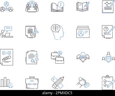 Symbolsammlung für Produktivitäts-Gliederung. Effizienz, Output, Qualität, Wohlstand, Prozess, Exzellenz, fruchtbare Vektor- und Illustrationskonzepte Stock Vektor