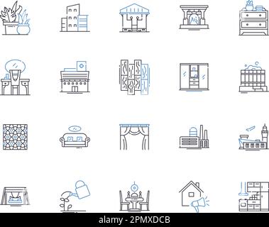 Sammlung von Symbolen für Wohnungsgebäude. Apartment, Gebäude, Block, Komplex, Struktur, Konzeptsatz Wohnungsbau, Hochhaus-Vektor und Illustration Stock Vektor