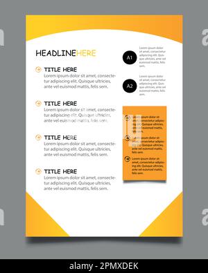Design der Vorlage für Unternehmensflyer. Professionelles Broschürendesign. Unternehmen, kommerziell, Broschüre, Infografiken, Zeitschriften, Flyer-Design. Stock Vektor