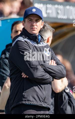 Bristol Rovers Manager Joey Barton während des Spiels der Sky Bet League 1 Bristol Rovers vs Derby County im Memorial Stadium, Bristol, Großbritannien, 15. April 2023 (Foto von Craig Anthony/News Images) in, am 4./15. April 2023. (Foto: Craig Anthony/News Images/Sipa USA) Guthaben: SIPA USA/Alamy Live News Stockfoto