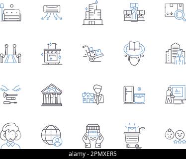 Ikonensammlung für Stadt und Haushalt. Stadt, Haushalt, Stadt, Wohnung, Stadt, Haus, Wohnungsvektor und Illustration Konzeptset. - Wohnen Stock Vektor