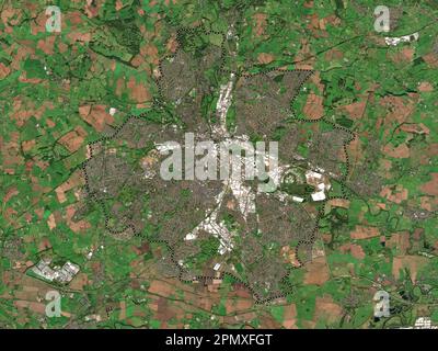 Derby, Einheit von England - Großbritannien. Satellitenkarte mit niedriger Auflösung Stockfoto