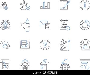 Symbolsammlung für Bankfilialen. Bank, Büro, Raumfahrt, Bankwesen, Zweigstelle, Gebäude, Geldautomat, Vektor- und Illustrationskonzept. Raum, Innenraum Stock Vektor