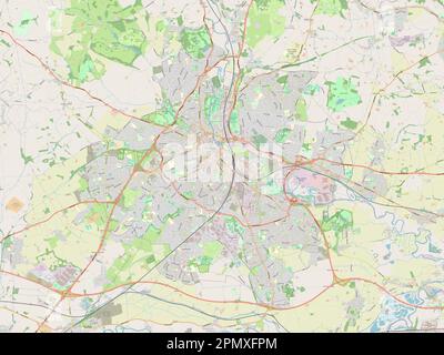 Derby, Einheit von England - Großbritannien. Straßenkarte Öffnen Stockfoto