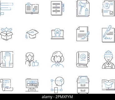Symbolsammlung für die Erwachsenenbildung. Erwachsener, Bildung, Lernen, Kurse, Konzeptsatz für Schulung, Programmvektor und Illustration. College Stock Vektor