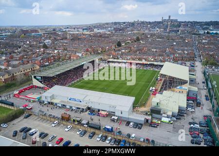 Lincoln, Großbritannien. 15. April 2023. SINCIL BANK FOOTBALL GROUND Lincoln City FC vs Port Vale FC 15. April 2013 Kredit: Phil Crow/Alamy Live News Stockfoto