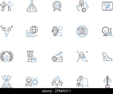 Sammlung von Symbolen für Femenismus-Konturen. Feminismus, Aktivismus, Geschlecht, Gleichheit, Freiheit, Rechte, Identitätsvektor und Zeichnungskonzept. Sozial Stock Vektor