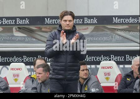 Stuttgart, Deutschland. 15. April 2023. firo : 04/15/2023, Fußball, 1. Liga, 1. Bundesliga, Staffel 2022/2023, VfB Stuttgart - BVB Borussia Dortmund BVB Coach Edin Terzic, Terzic, Geste, Geste, Kredit: dpa/Alamy Live News Stockfoto