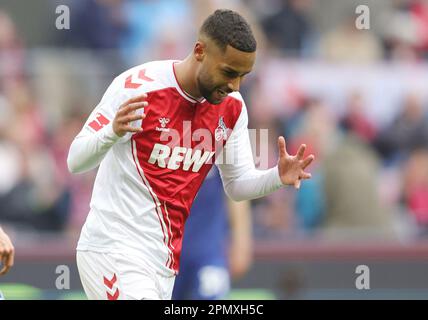 Köln, Deutschland. 15. April 2023. firo: 04/15/2023, Fußball, 1. Bundesliga: 1. FC Köln - FSV Mainz Gesture, Linton Maina, enttäuschte Kredit: dpa/Alamy Live News Stockfoto