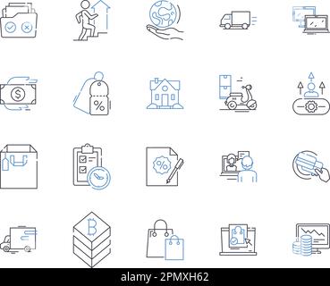 Kollektion mit Handwerks- und Finace-Konturen. Finanzen, Handel, Märkte, Investitionen, Banken, Konzeptsatz „Austausch“, „Geldvektor“ und „Illustration“. Aktien Stock Vektor