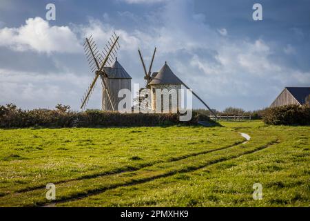 Moulins de Trouguer bei Pointe du Van an der Bretagne, Frankreich Stockfoto