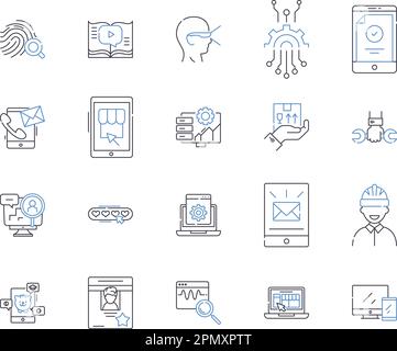 Apps und Elektronik zeigen Symbolsammlung. Apps, Elektronik, Smartphones, Tablets, Wearables, Gadgets, Bildschirme, Vektor- und Illustrationskonzept Stock Vektor