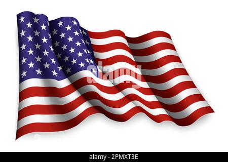Realistisch winkende Flagge der Vereinigten Staaten Stock Vektor