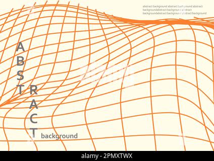 Abstraktes Grafikdesign. Hintergrund Drahtmodell. Orangefarbene Gitterstruktur. Struktur des Kurvennetzes. Minimale geometrische Formen. Linienquadrat Formen. Einfache wellige weiße Oberfläche. Vector Modern kariertes Banner Stock Vektor