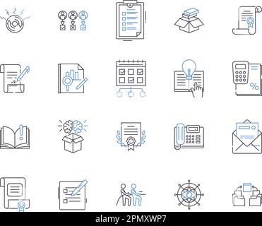 Symbolsammlung für Produktivitäts-Gliederung. Effizienz, Output, Qualität, Wohlstand, Prozess, Exzellenz, fruchtbare Vektor- und Illustrationskonzepte Stock Vektor