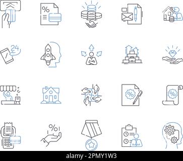 Werbeaktionen und Rabatte sind eine Übersicht über die Symbolsammlung. Werbeaktionen, Rabatte, Deal, Sale, Offer, Gutschein, Gutscheinvektor und Illustrationskonzept Stock Vektor