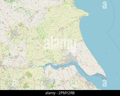 East Riding of Yorkshire, Einheitsbehörde von England - Großbritannien. Straßenkarte Öffnen Stockfoto