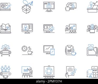 Unternehmensabteilung stellt Symbolsammlung dar. Unternehmen, Abteilung, Finanzen, Buchhaltung, Personalwesen, Legal, Technischer Vektor und Illustration Stock Vektor