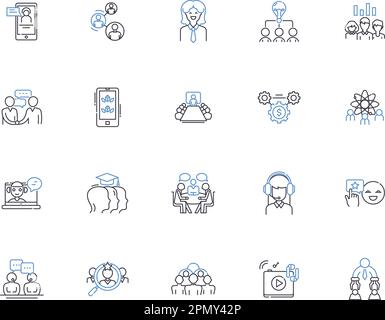 Community Development Outline Icons Kollektion. Gemeinschaft, Entwicklung, Planung, Infrastruktur, Soziales, Vektor und Illustration für Wachstum, Services Stock Vektor