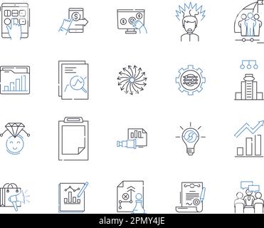 Symbolsammlung der Event Management-Modellstruktur. Organisation, Planung, Koordination, Planung, Logistik, Anordnen, Catering-Vektor und Illustration Stock Vektor