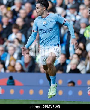 Etihad Stadium, Manchester, Großbritannien. 15. April 2023. Premier League Football, Manchester City gegen Leicester City; Jack Grealish von Manchester City macht einen Forward Run Credit: Action Plus Sports/Alamy Live News Stockfoto