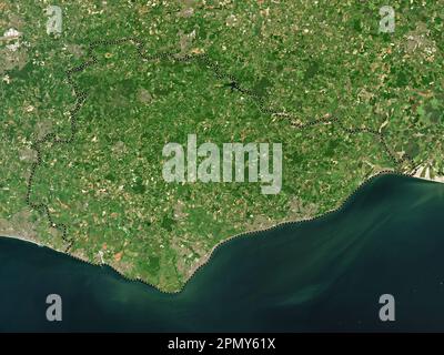 East Sussex, Verwaltungsbezirk England - Großbritannien. Satellitenkarte mit niedriger Auflösung Stockfoto