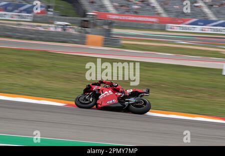 Austin, Texas, USA. 15. April 2023. Go Gas Rider in Reihe 16 während Moto Free Practice 1 (Kreditbild: © Hoss McBain/ZUMA Press Wire) NUR REDAKTIONELLE VERWENDUNG! Nicht für den kommerziellen GEBRAUCH! Kredit: ZUMA Press, Inc./Alamy Live News Stockfoto