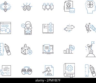 Symbolsammlung für Produktivitäts-Gliederung. Effizienz, Output, Qualität, Wohlstand, Prozess, Exzellenz, fruchtbare Vektor- und Illustrationskonzepte Stock Vektor