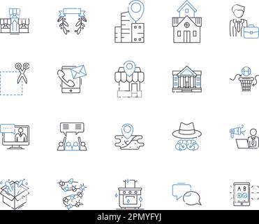 City Delivery Outline Icons Kollektion. Stadt, Lieferung, Ort, Versand, Versand, Konzeptsatz Kurier, Postvektor und Illustration. Fracht Stock Vektor