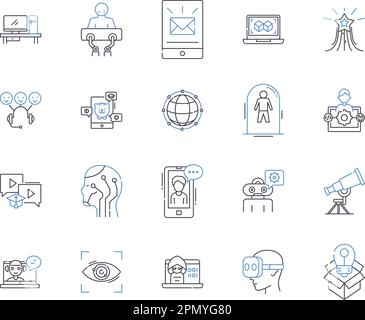 Hightech- und Wissenschaftskollektion mit Symbolen. Technik, Wissenschaft, Hightech, Künstliche, Intelligenz, Robotik, Computervektor und Illustrationskonzept Stock Vektor