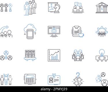 Kollektion von Symbolen des Workshops für Unternehmen. Unternehmen, Workshop, Schulung, Seminar, Geschäft, Planungs-, Verwaltungsvektor- und Illustrationskonzept Stock Vektor