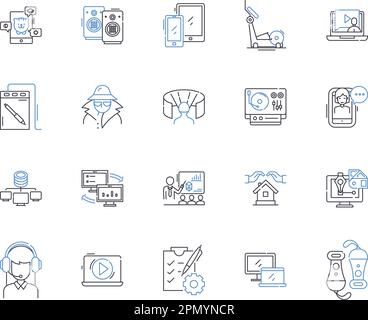 Symbolsammlung für die Elektronikindustrie. Elektronik, Industrie, Elektronik, Verbraucher, Geräte, Fertigung, Technologievektor und Illustration Stock Vektor