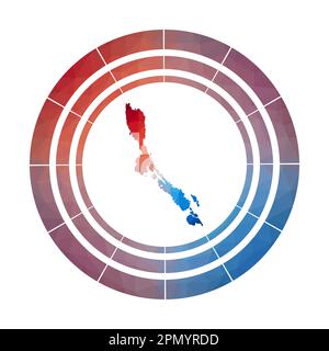 Losinj-Abzeichen. Helles, verlaufendes Logo der Insel in niedriger Poly-Form. Mehrfarbiges abgerundetes Losinj-Schild mit Karte im geometrischen Stil für Ihre Infografiken. Stock Vektor