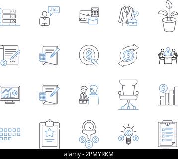 Symbolsammlung für Lean Management. Lean, Management, Effizienz, Automatisierung, Abfall, Konzeptsatz für Prozess, Kostenvektor und Illustration. Qualität Stock Vektor