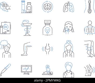 Symbolsammlung des Therapiecenters. Therapie, Zentrum, Psychisch, Beratung, Unterstützung, Klinik, Wellness-Vektor und Illustrationskonzept Stock Vektor