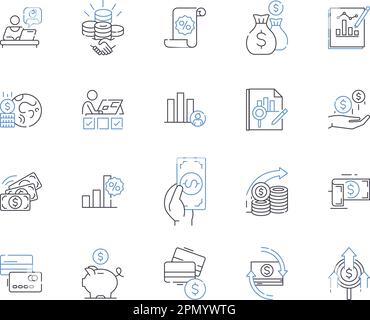 Symbolsammlung der Investitionsabteilung. Investition, Abteilung, Portfolio, Management, Broker, Asset, Analyst Vektor- und Illustrationskonzept Stock Vektor